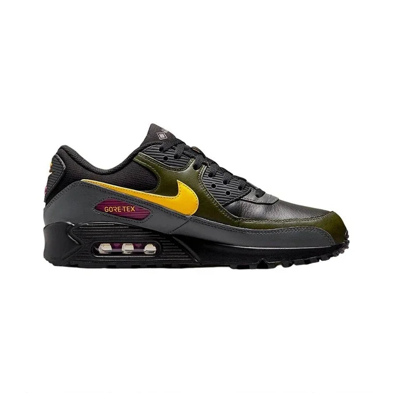 Nike Air Max 90 Vintage Men's Running Shoes Wear Resistant Shock Absorption Breathable Black Yellow Sneakers Retros
