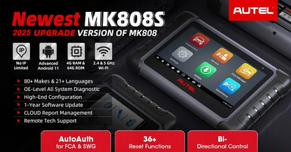 Diagnostic Tools Autel MK808S Car diagnosis Bi-Directional Control Automotive scanner IMMO Key Coding PK MX808S MK808BT PRO