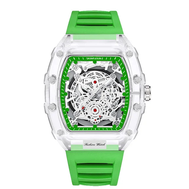 UTHAI - Reloj de cuarzo transparente para hombre, con cuerpo hueco, personalizado, resistente al agua, con calendario, informal, deportivo y moderno, BK134 