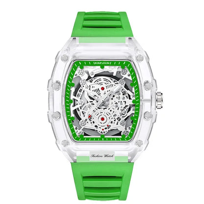 UTHAI - Reloj de cuarzo transparente para hombre, con cuerpo hueco, personalizado, resistente al agua, con calendario, informal, deportivo y moderno, BK134 