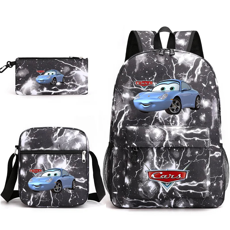 3pcs Disney Pixar Cars Lightning McQueen Students Backpacks Schoolbags Pencil Case Shoulder Bags Boys Girls School Bags Sets