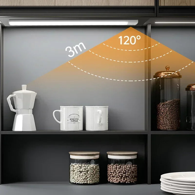 10-60cm led sob luzes do armário sensor de movimento luz noturna lâmpada sem fio recarregável para armário de cozinha quarto guarda-roupa luz