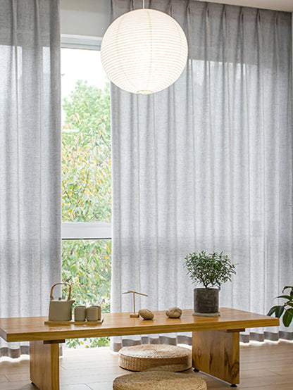 New Arrival Window Curtains grey solid Kroean  Cotton Voile Linen Rustic Feeling Semi Sheer for Bedroom Living Room Hotel