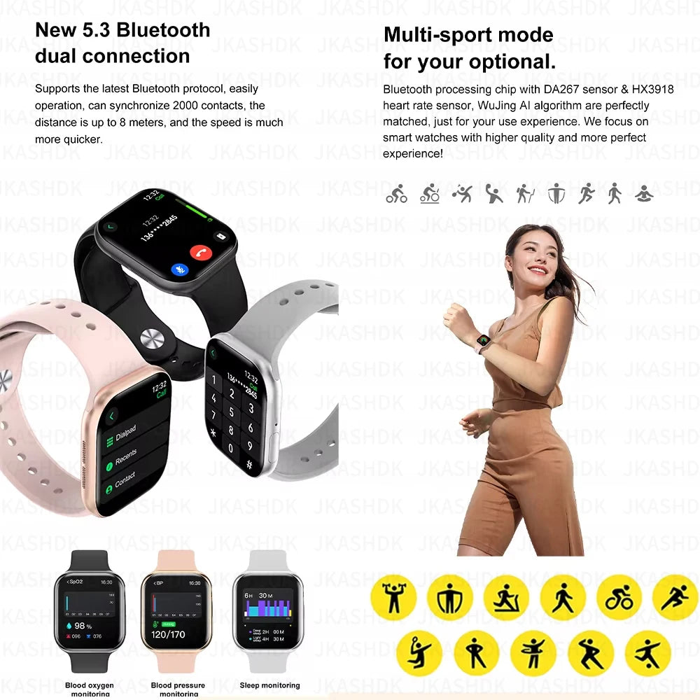 New For Apple Watch 10 GPS NFC Smart Watch Men Women Wireless Charging BT Call Waterproof HD AMOLED Smartwatch For Android IOS