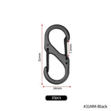 10Pcs S Type Mini Keychain Hook Stainless Steel Carabiner With Lock Anti-Theft Outdoor Camping Backpack Buckle Key-Lock Tool