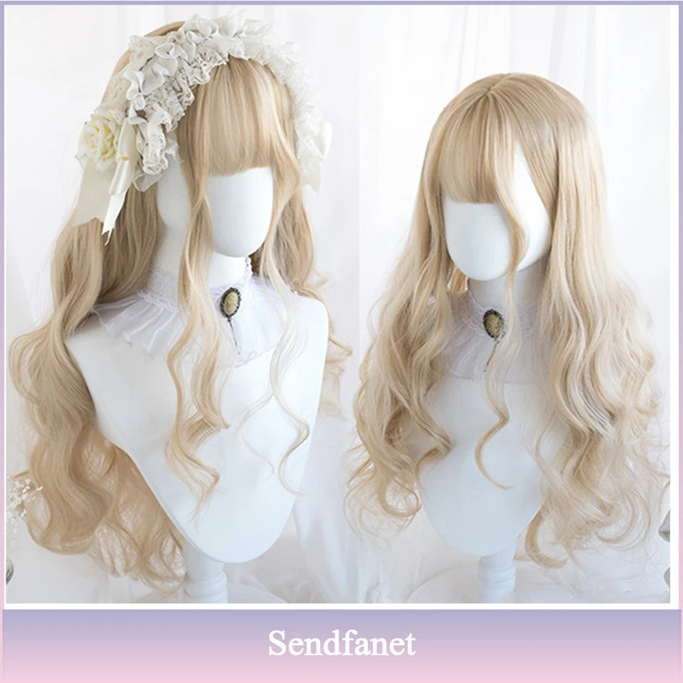 AS Long Straight Black Synthetic Wig For Women With Bangs Black Cosplay Lolita Wigs Heat Resistant Natural Hair