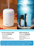 300ml Aromatherapy Diffuser Humidifier Air Purifier Car Home Use Seven-color Light Aromatherapy Essential Oil