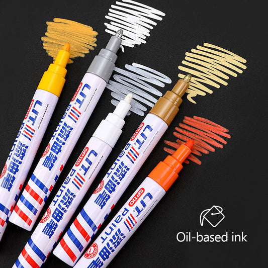 Car Paint Pen Waterproof Car Tire Tread Oil-Based Painting Marker Permanent Auto Scratch Repair Touch Up Paint Pen Quick Dry