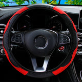 PU Carbon Fiber Leather Car Steering Wheel Cover without Inner Ring Suitable for 14.5-15 Inches Auto Supplies
