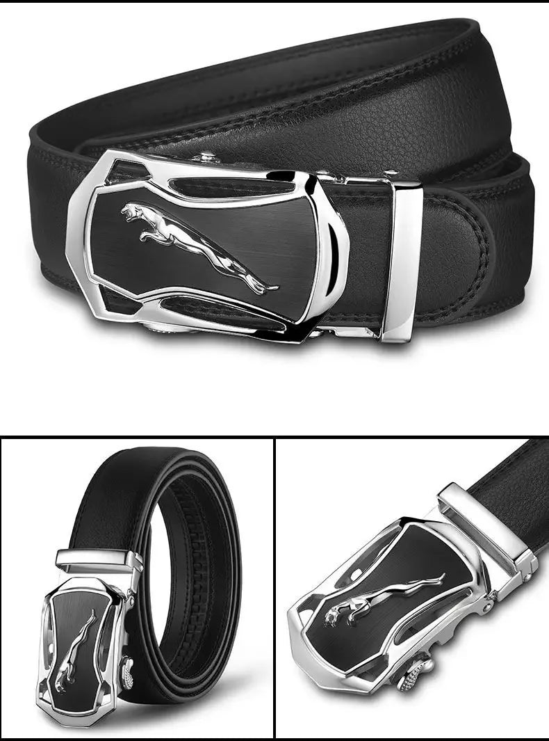 Men's Leather Belt Buckle Single Knot Casual Cross-border Style 4.0 Automatic Width 3.5cm