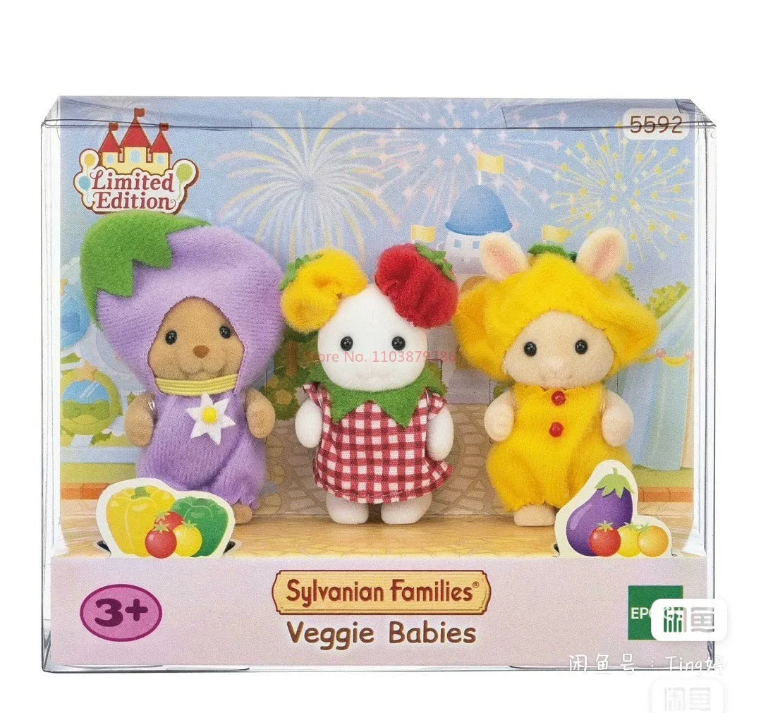 Original Sylvanian Families Anime Girl Figures Baby Raincoat Easter Fruit Kawaii Cute Room Decoration Christmas Gift For Kid Toy