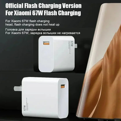 Cargador USB superrápido original Xiaomi de 67 W con interfaz USB C PD, adaptador de cargador de teléfono para iPhone 15, Samsung, Huawei, Turbo Charge, nuevo