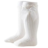 Summer Ultra-thin Mesh Socks Baby Girl Mosquito-resistant Knee Sock Cute Newborn Pink Bow Hollow Cotton Newborn Baby Clothes 