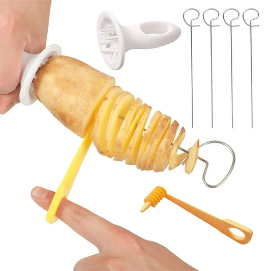 Spiral Potato Cutter Twisted Slice Potato Tower Whirlwind Potato Cut DIY Creative Fruit And Vegetable Spiral Slicer For Kitchen