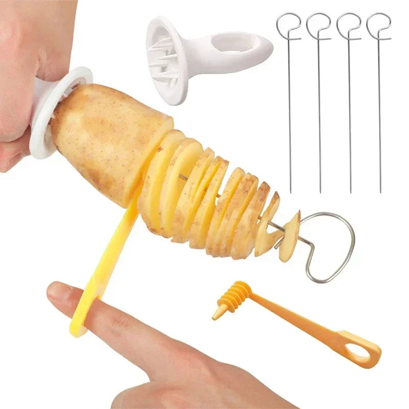 Spiral Potato Cutter Twisted Slice Potato Tower Whirlwind Potato Cut Diy Creative Fruit And Vegetable Spiral Slicer For Kitchen