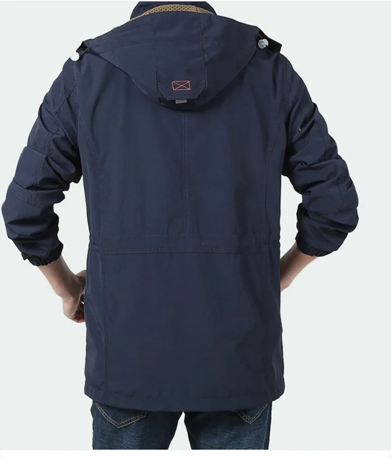 Chaqueta táctica cortavientos para hombre, impermeable, con capucha, para exteriores, deportiva, militar, talla europea, S-5XL, para escalada de campo, ropa fina