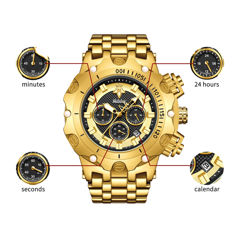 YaLaLuSi Men's Quartz Watch Dominant Design Multi Functional Practical Style Elegant Timepiece for Gentlemen