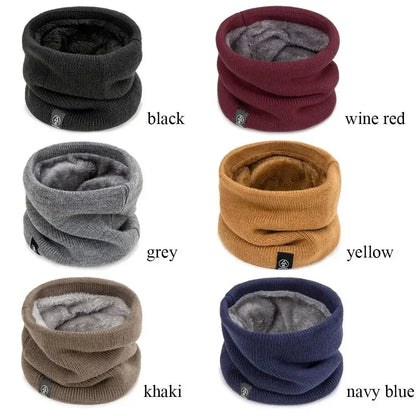 Warm Winter Ring Scarf Women Men Unisex Solid Plus Velvet Knitted Full Face Mask Snood Neck Scarves Bufanda Thick Muffler