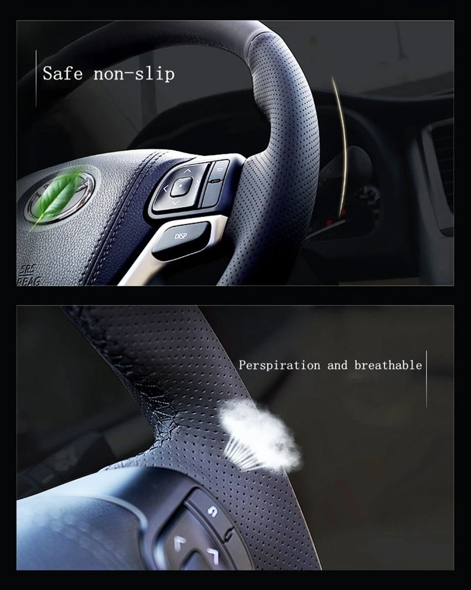 Customize Microfiber Leather Car Steering Wheel Cover For Ford Focus 3 2015-2018 Kuga 2016-2019 Escape C-MAX Ecosport 2018-2019