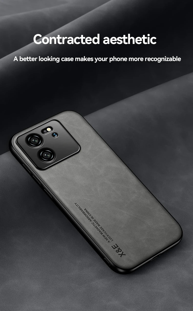 Luxury Leather Case For Xiaomi Mi 13T 12T 11T 10T Pro Cover With Metal Plate Support Car Hold