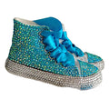 Zapatos de lona con imitación de concha de Dollbling, zapatos hechos a mano con brillo, temática de sirena, zapatillas altas con perlas para niños, bajo el mar 