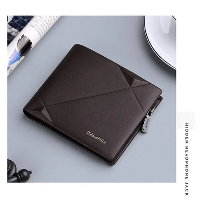 Men's Slim Wallet Genuine Leather Mini Purse Casual Design Bifold Wallet Brand Short Slim Wallet WILLIAMPOLO Luxury brand