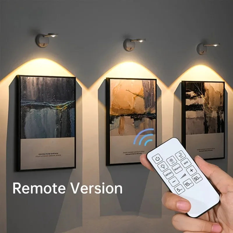 USB Rechargeable Intelligent Human Sensing Wireless Wall Light Dimmable Led Spotlight for Lighting Paintings Pictures Spotlights