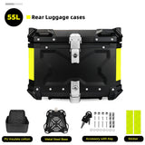 KEMIMOTO 45L/55L/65L Motorcycle Aluminum Case Tail Box Trunk with backrest Universal Top Tail Rear Luggage Tool Storage Box