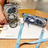 Crossbody Lanyard Shockproof Glitter Plating Magsafe Holder Case For Xiaomi 15 Ultra 14 14T 13 12 Pro Cover