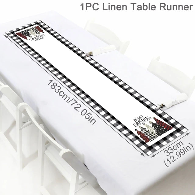 Christmas Tablecloth, Linen Table Flag, Table Cover for Christmas Decorations for Home, Navidad Noel, Gifts, Snowman Tablecloth 