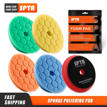 (Bulk Sales) SPTA 3"(80mm)/5"(125mm)/6"(150mm) Hex-Logic Car Sponge Polishing Buffing Pads For DA/RO/GA Auto Buffer Polisher