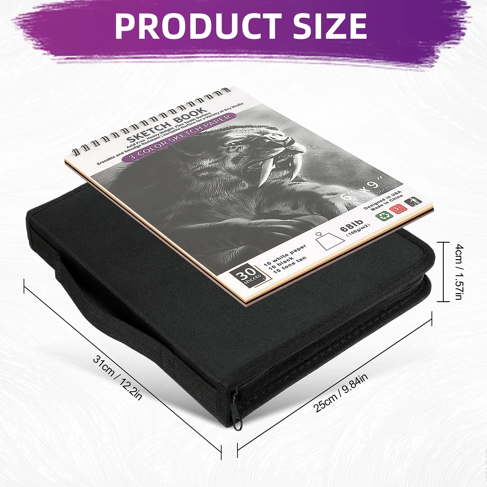 20/54/58/70/144 Drawing And Sketching Kit | Portable Travel Case | Graphite, Charcoal, White Color | Featuring Blending Stump