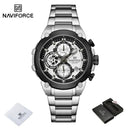 NAVIFORCE Original Watch for man 2025 New Stainless Steel Waterproof Chronograph Classic Quartz Wristwatch Brand Men Watch Gifts