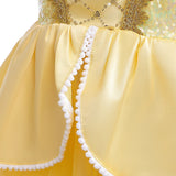 Children Princess Costume Kids Halloween Carnival Beauty Beast Birthday Party Clothes Girl Yellow Belle Cosplay Dress Up