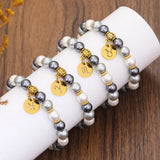 12 constelações pulseira de aço inoxidável pingente taurus capricórnio escorpião libra concha contas acessórios pulseira feminina presente