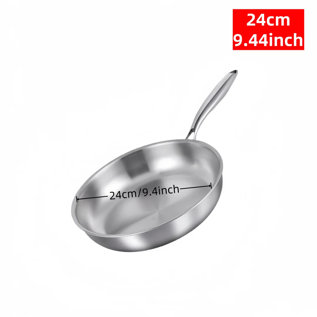 304 Stainless Steel Frying Pan Non-Stick Pan Fried Steak Pot Uncoated Kitchen Cookware For Gas Stove and Induction Cooker