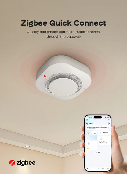 Tuya ZigBee WiFi Smart Smoke Detector Alarm Sensor Home Security Fire Protection For Home Security System Via Smart Life APP