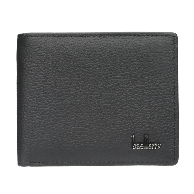 Baellerry Men Genuine Cow Leather Wallet Card Holder Male Purse Short with Coin Pocket Leather Wallets for Men