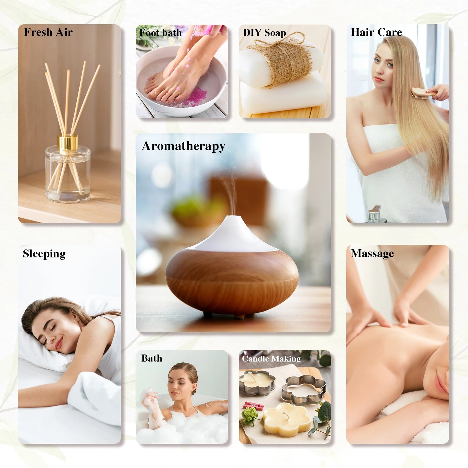 EUQEE 10ml Pure Natural Essential Oil Blue Tansy Cardamom Lime Palo Santo Honeysuckle Eucalyptus Patchouli Citronella Aroma Oil
