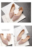 Women Flats Pink Black Pure Color Plus Small Size 33 34 Large 41 42 43 44 Suede Leather Pointed Toe Office Lady Flat Heel Shoes
