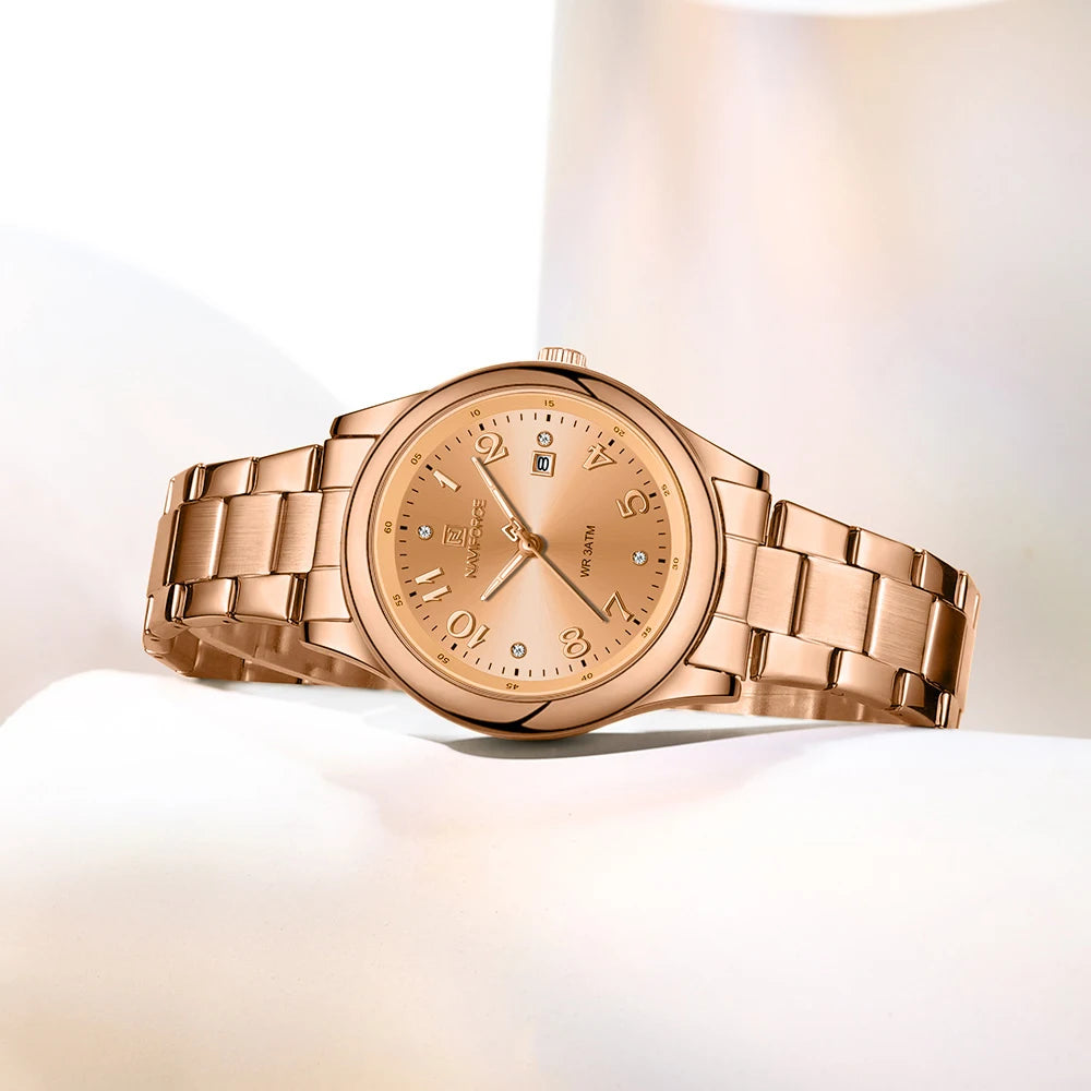 NAVIFORCE Luxury Watch for Women Waterproof Luminous Date Stainless Steel Ladies Quartz Watches Fashion Casual Wristwatch Girl