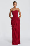 Sexy Solid Pleated Strapless Dress Lady Chic Off-shoulder Backless High Waist Split Dresses Women 2026 New Evening Party Gown