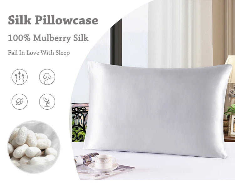 100% Nature Mulberry Silk Pillowcase Zipper Pillowcases Pillow Case For Healthy Standard Queen King Multicolor