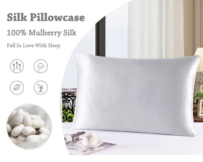 100% Nature Mulberry Silk Pillowcase Zipper Pillowcases Pillow Case For Healthy Standard Queen King Multicolor