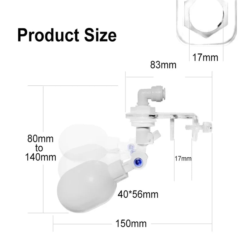 Auto Aquarium Water Changer Kit Power-Free Fish Tank Float Ball Valve Type Auto Water Filler Water Level Controller 1/4 Inch