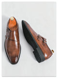 Classic Retro Dress Men's Monk Leather Shoes With Pointed Toe Buckle Business Office Wedding Comfortable Men's Oxfords Shoes