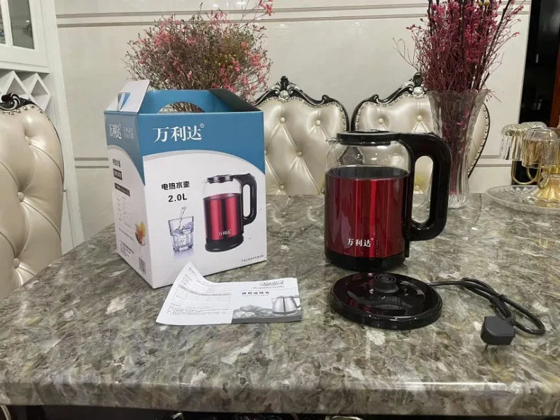 220V 2000ML Glass Electric Kettle Water Fast Boiling Pot Multi Cooker Household Heating Kettle Pot