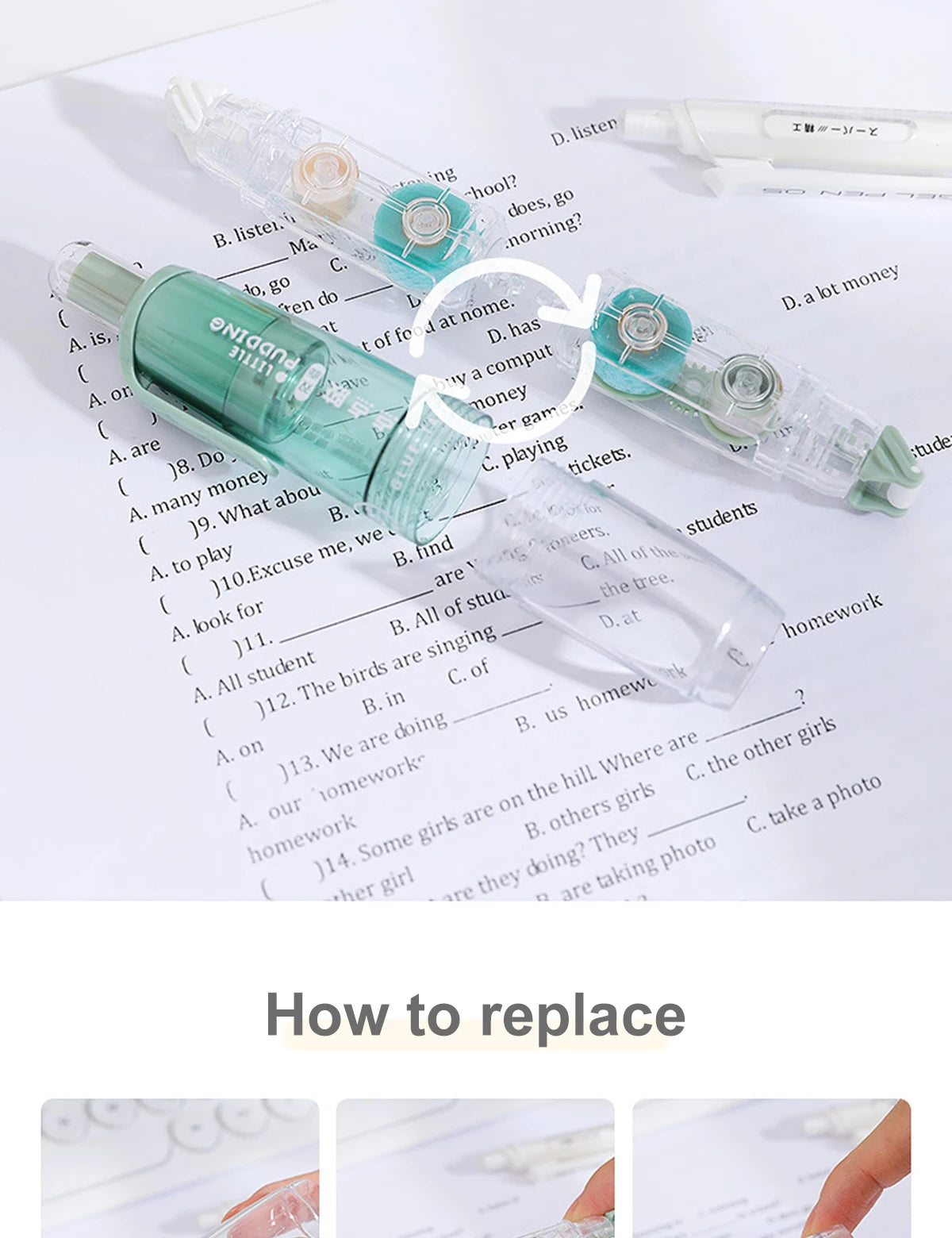12Pcs/Set Transparent Dot Dispensing Double-sided Tape Replaceable Refills Handbook Dot Glue Stationery School Office Supplies