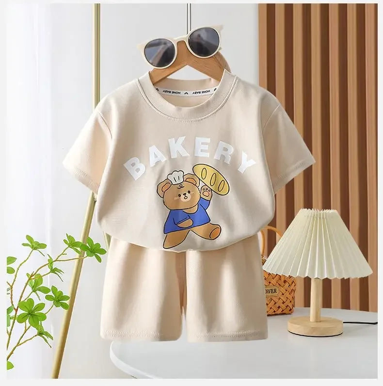 2Pcs Children Tshirt Shorts Sets Baby Summer Clothes Boy Girl Fashion Short Sleeve Pants Suit Leisure Outfits Kids Costume