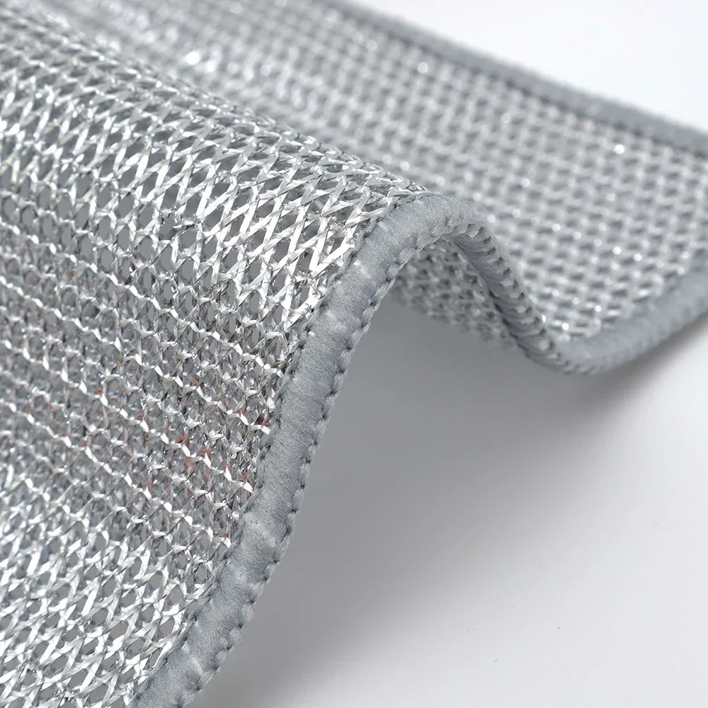 20/2pcs Thickened Steel Wire Cleaning Cloth Double -layer Non -stick Oil Iron Dishrag Kitchen Pan Pot Dishes Cloths Rags